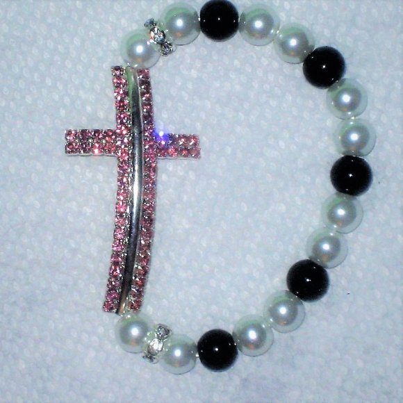 Sideways Cross Crystal Bracelet - Picture 3 of 3